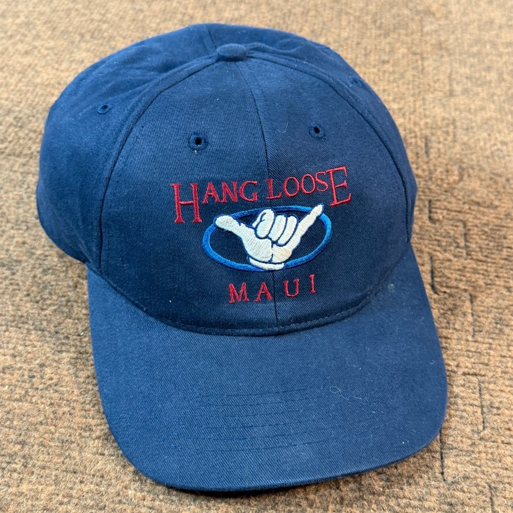 Hawaiian Headwear Hang Loose Maui Snapback Hat Navy Blue Shaka Surf Cap Mens